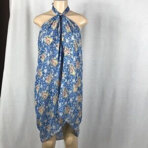 Zuliana Blue Floral Multiwear Sarong. Made in USA. New With Tags